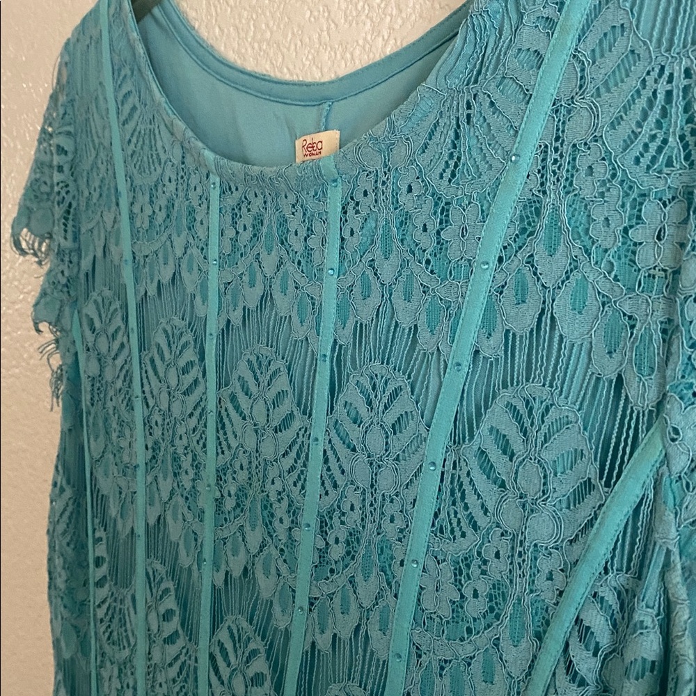 REBA Turquoise Lace Midi Dress - Picture 13 of 16